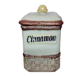 Vintage Cinnamon Canister Basket Weave Designed w/Lid 1950s Made in Japan 3.5"